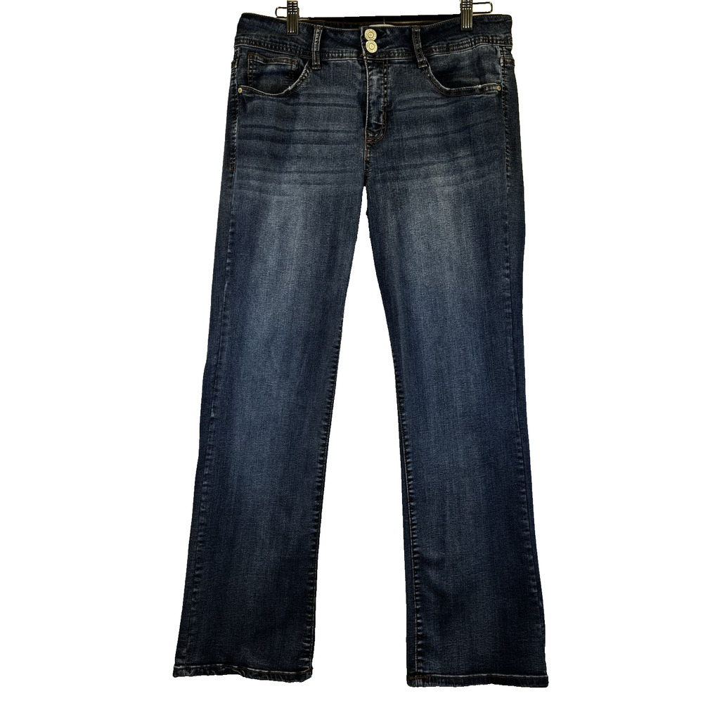 Angels Everflex Women's Bootcut Jeans Medium Wash Blue Mid Rise Stretch 14